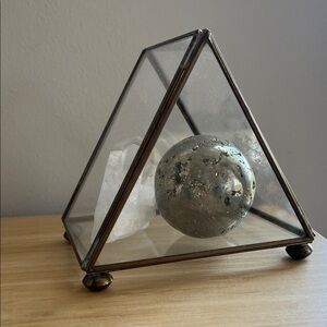 VINTAGE Glass Pyramid Box / vintage brass glass pyramid jewelry box display box